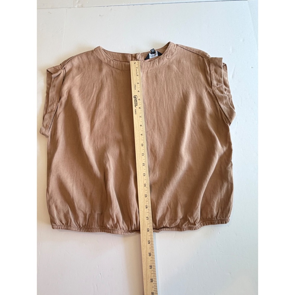 Velvet Heart Los Angeles Tan Tencel Linen Button Back Blouse Top Medium - Picture 3 of 6